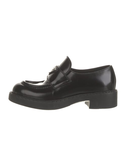 Prada Enameled Metal Triangle Leather Oxfords