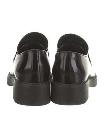 Prada Enameled Metal Triangle Leather Oxfords