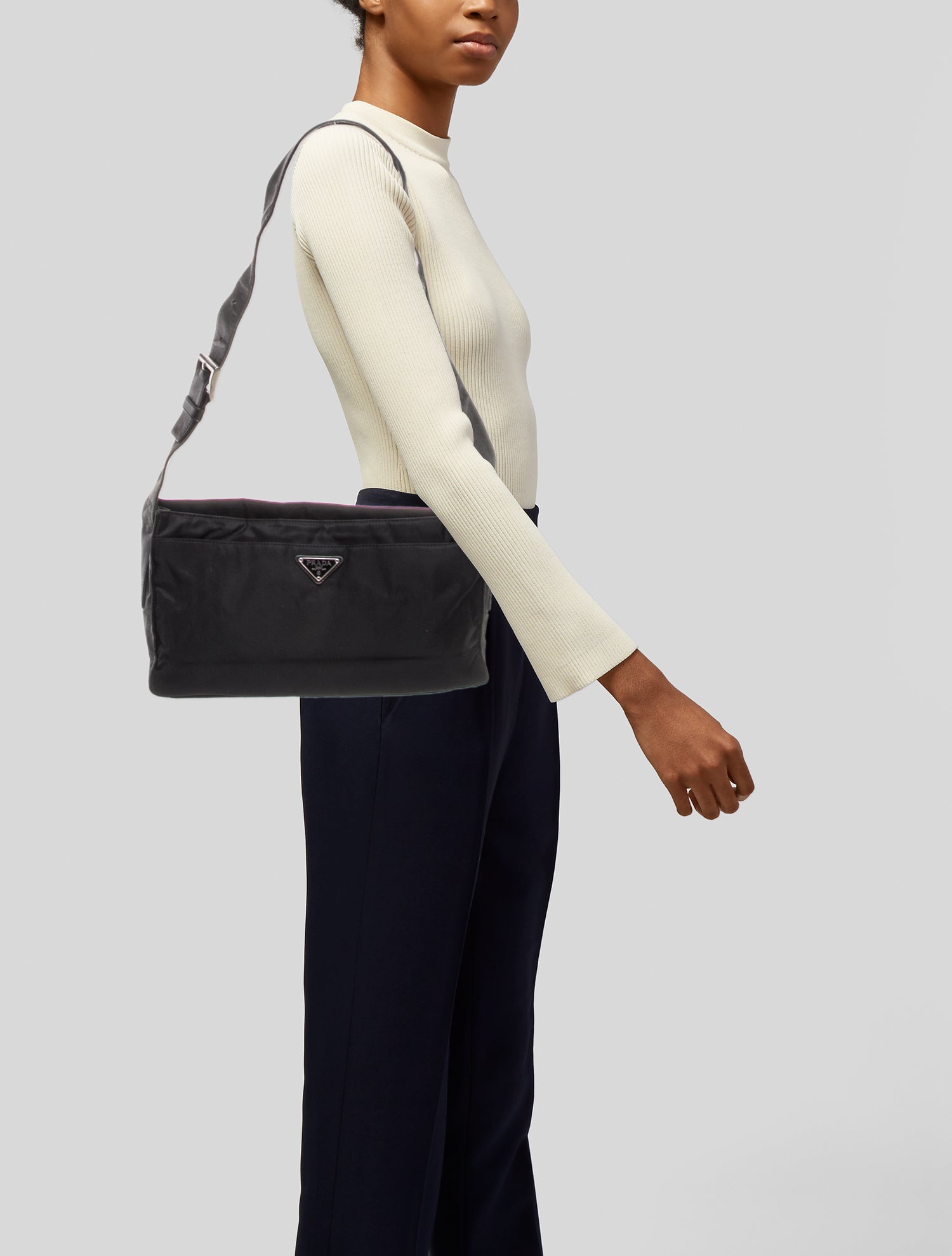 Prada Enameled Metal Triangle Shoulder Bag Vintage