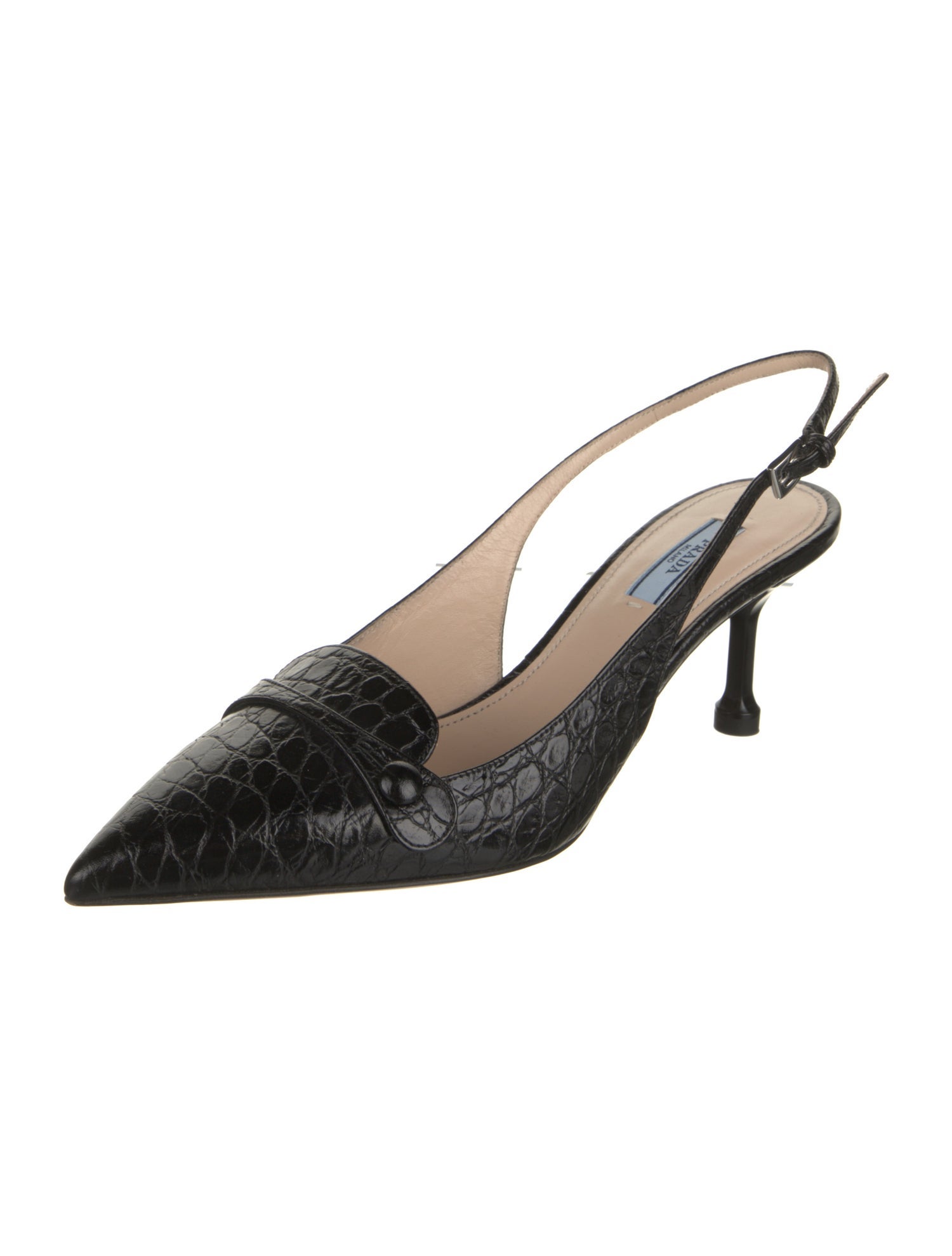 Prada Crocodile Animal Print Slingback Pumps