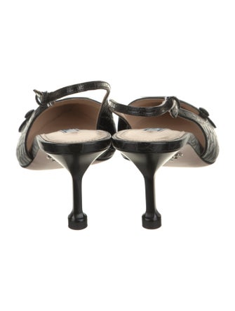 Prada Crocodile Animal Print Slingback Pumps
