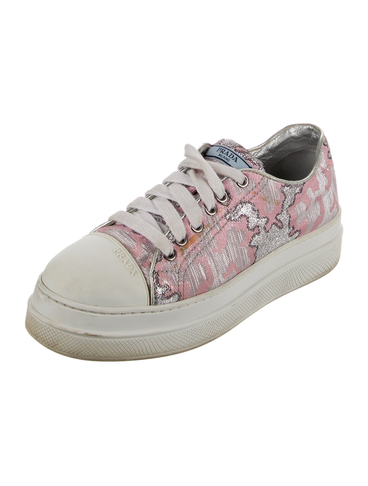 Prada Printed Glitter Accents Sneakers