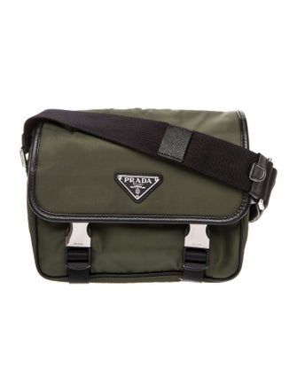 Prada Enameled Metal Triangle Messenger Bag