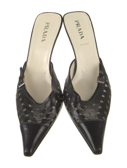 Prada Leather Lasercut Accents Mules