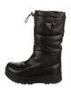 Prada Sport Enameled Metal Triangle Leather Rain Boots