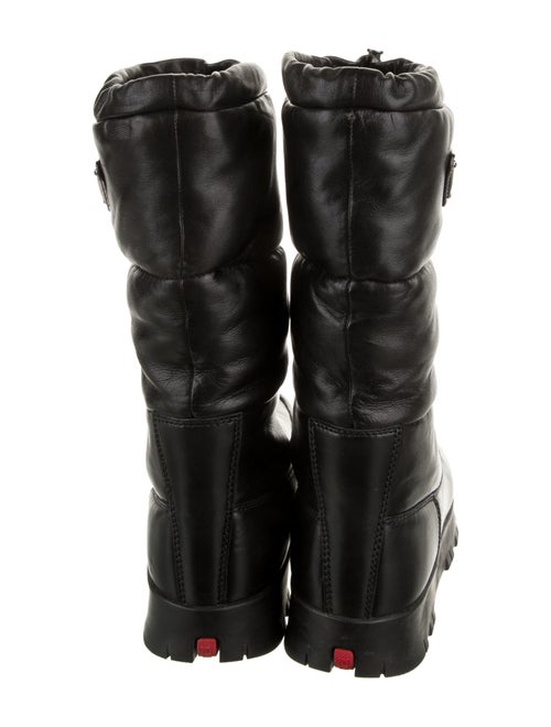Prada Sport Enameled Metal Triangle Leather Rain Boots