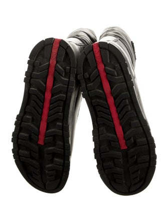 Prada Sport Enameled Metal Triangle Leather Rain Boots