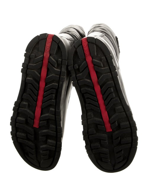 Prada Sport Enameled Metal Triangle Leather Rain Boots