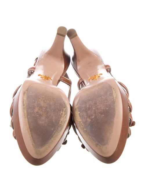 Prada Leather Bow Accents Slingback Sandals