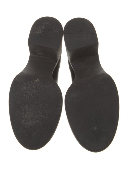 Prada Enameled Metal Triangle Leather Pumps