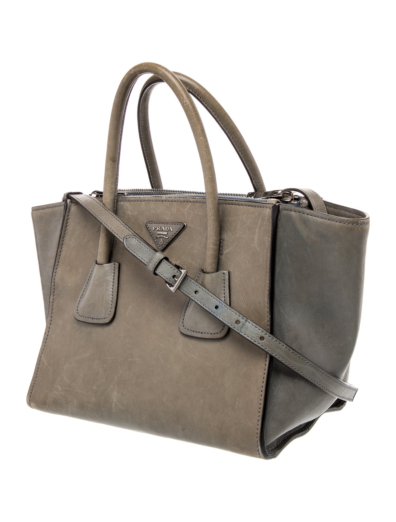 Prada Enameled Metal Triangle Twin Pocket