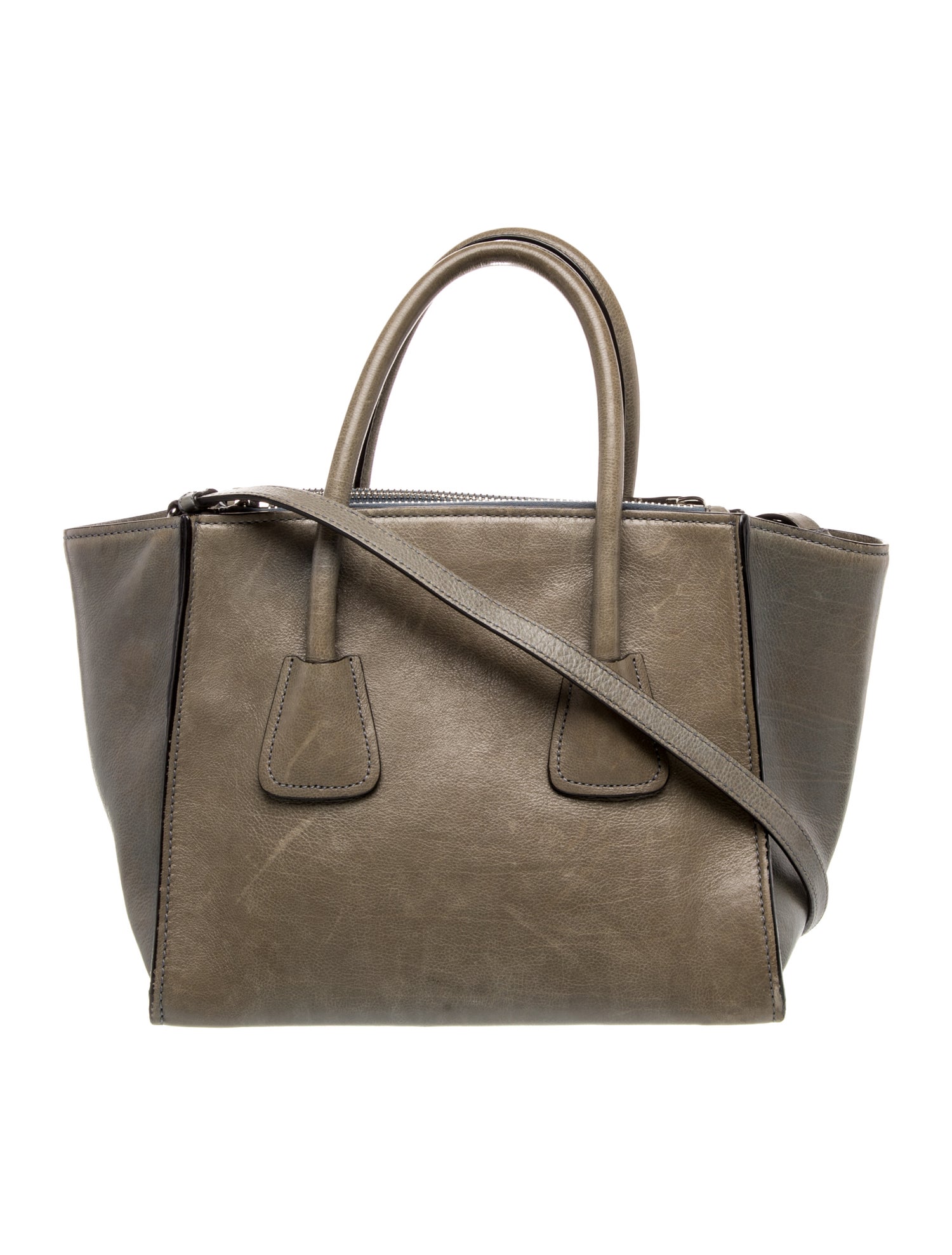 Prada Enameled Metal Triangle Twin Pocket