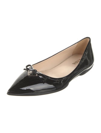 Prada Enameled Metal Triangle Patent Leather Ballet Flats