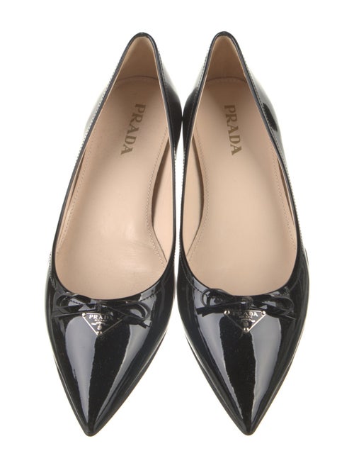 Prada Enameled Metal Triangle Patent Leather Ballet Flats