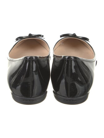 Prada Enameled Metal Triangle Patent Leather Ballet Flats