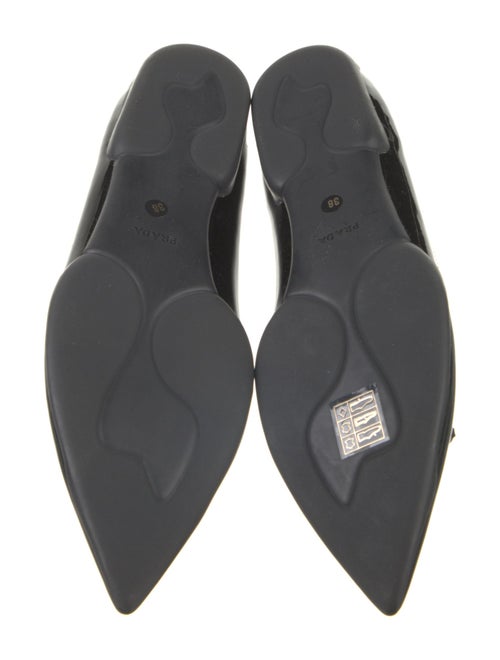 Prada Enameled Metal Triangle Patent Leather Ballet Flats
