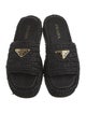 Prada Enameled Metal Triangle Straw Espadrilles