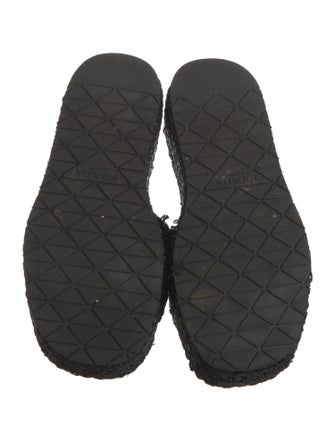Prada Enameled Metal Triangle Straw Espadrilles