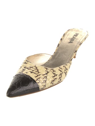 Prada Leather Printed Mules