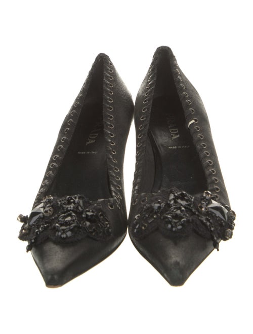 Prada Leather Whipstitch Trim Pumps