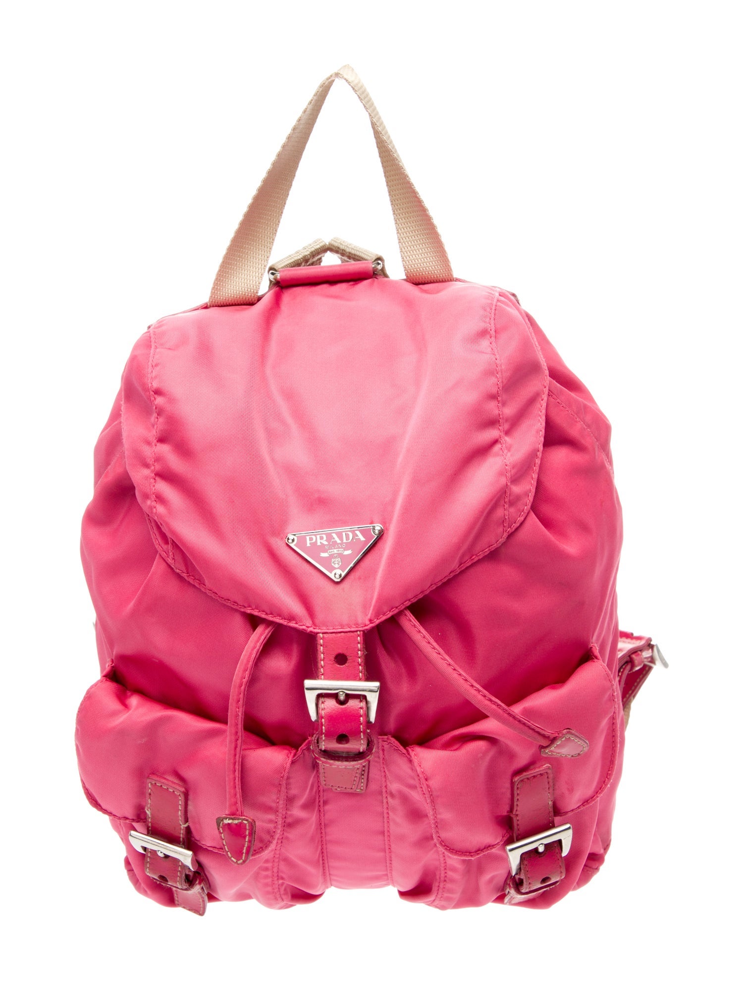 Prada Enameled Metal Triangle Backpack