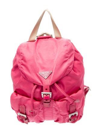 Prada Enameled Metal Triangle Backpack