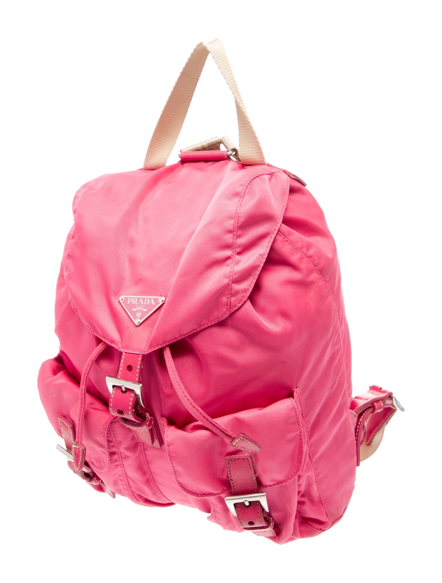 Prada Enameled Metal Triangle Backpack