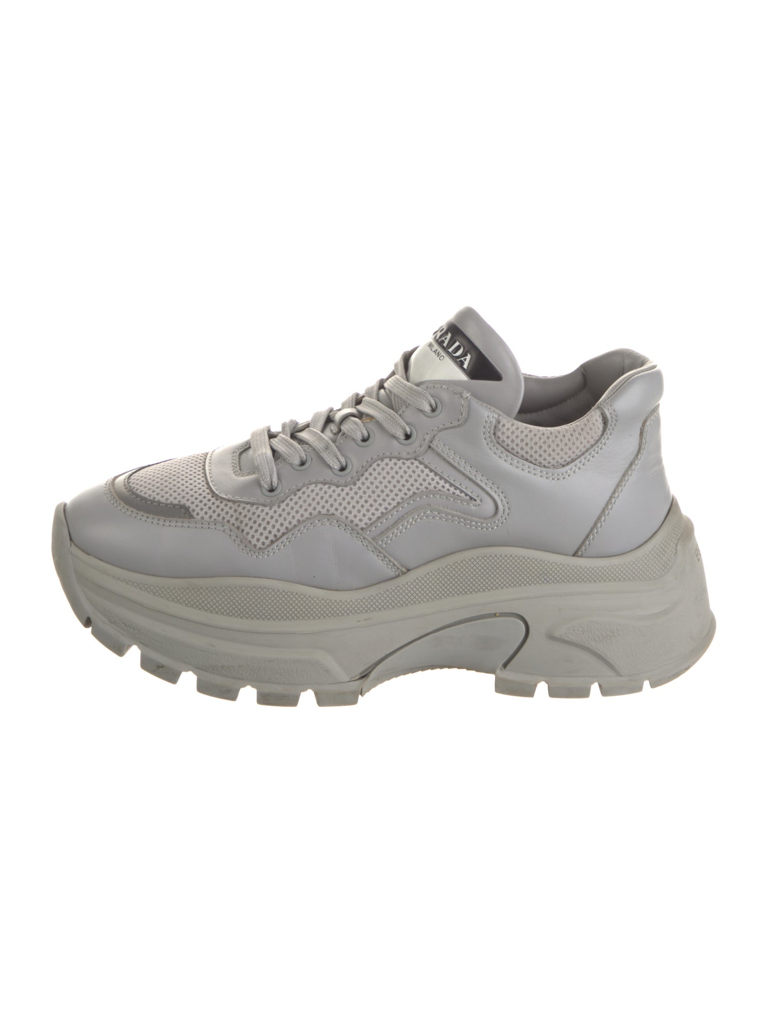 Prada Leather Mesh Accents Chunky Sneakers