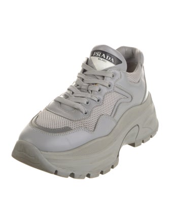 Prada Leather Mesh Accents Chunky Sneakers