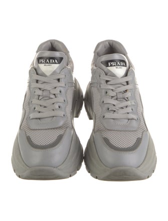 Prada Leather Mesh Accents Chunky Sneakers