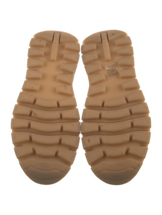 Prada Enameled Metal Triangle Suede Sneakers