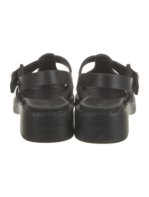 Prada Enameled Metal Triangle Rubber Slingback Pumps