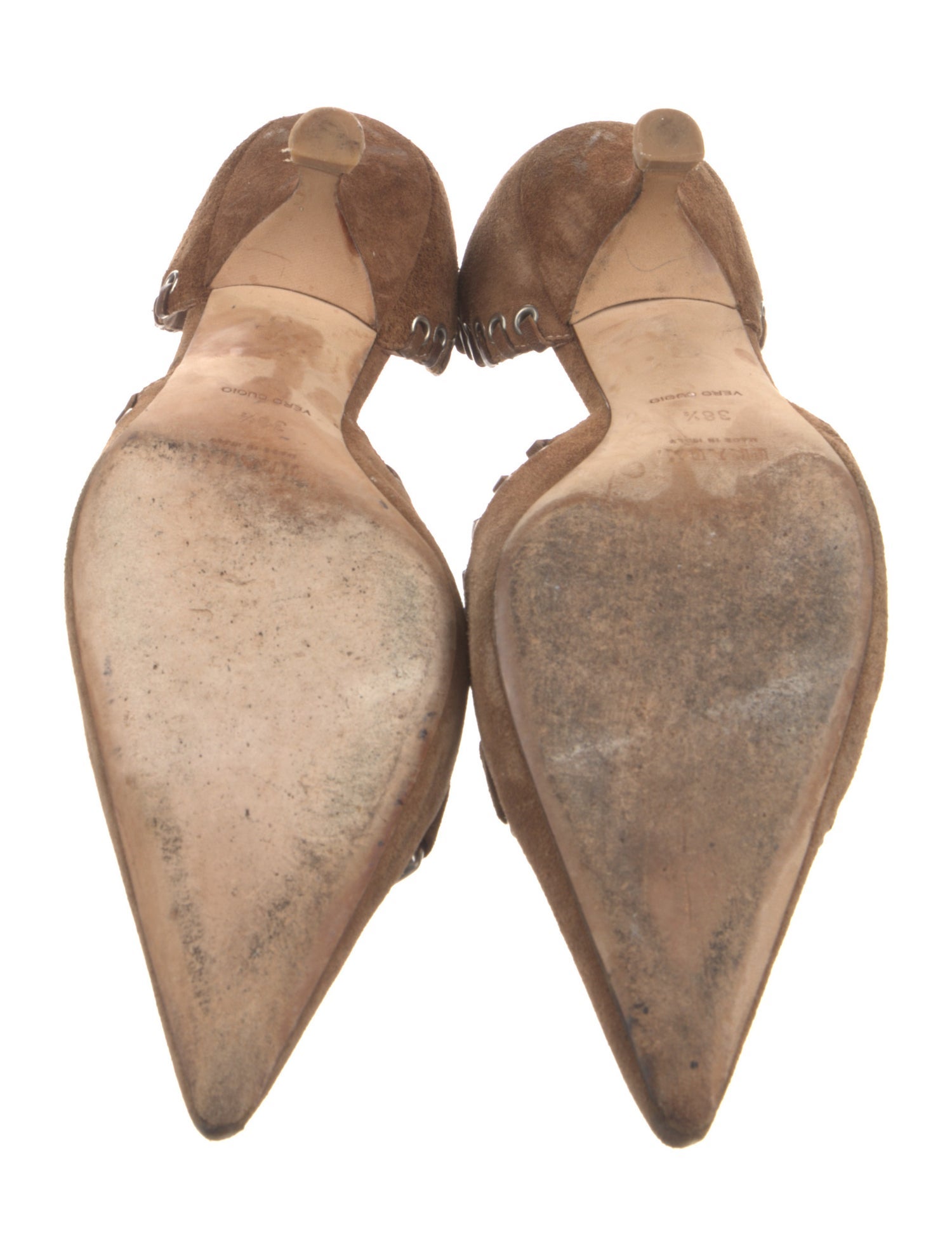 Prada Suede Whipstitch Trim D'Orsay Pumps