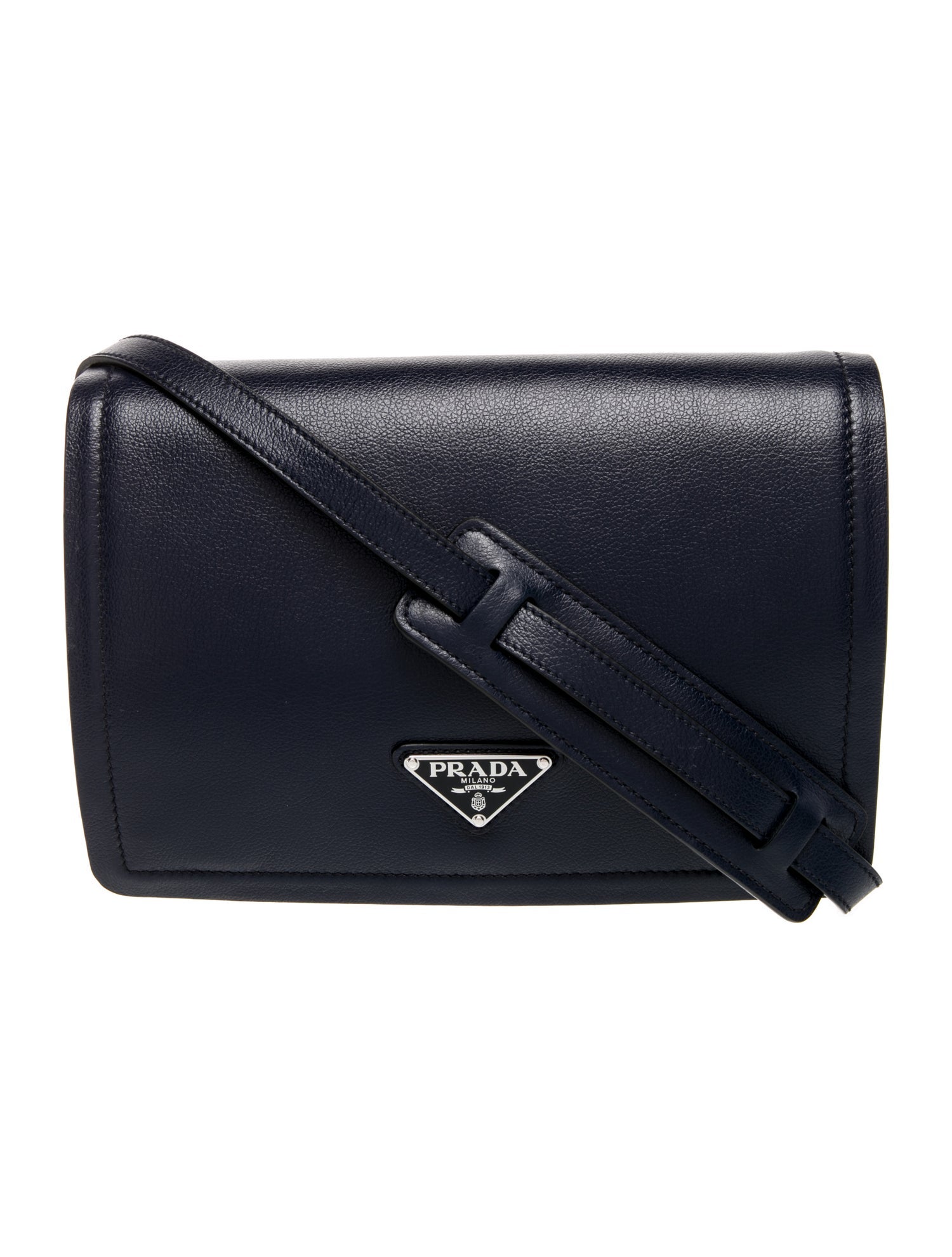 Prada Enameled Metal Triangle Crossbody Bag