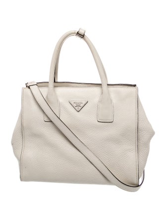 Prada Vitello Daino Leather White Vitello Daino Leather Tote