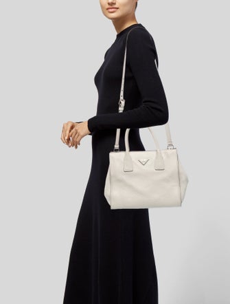 Prada Vitello Daino Leather White Vitello Daino Leather Tote