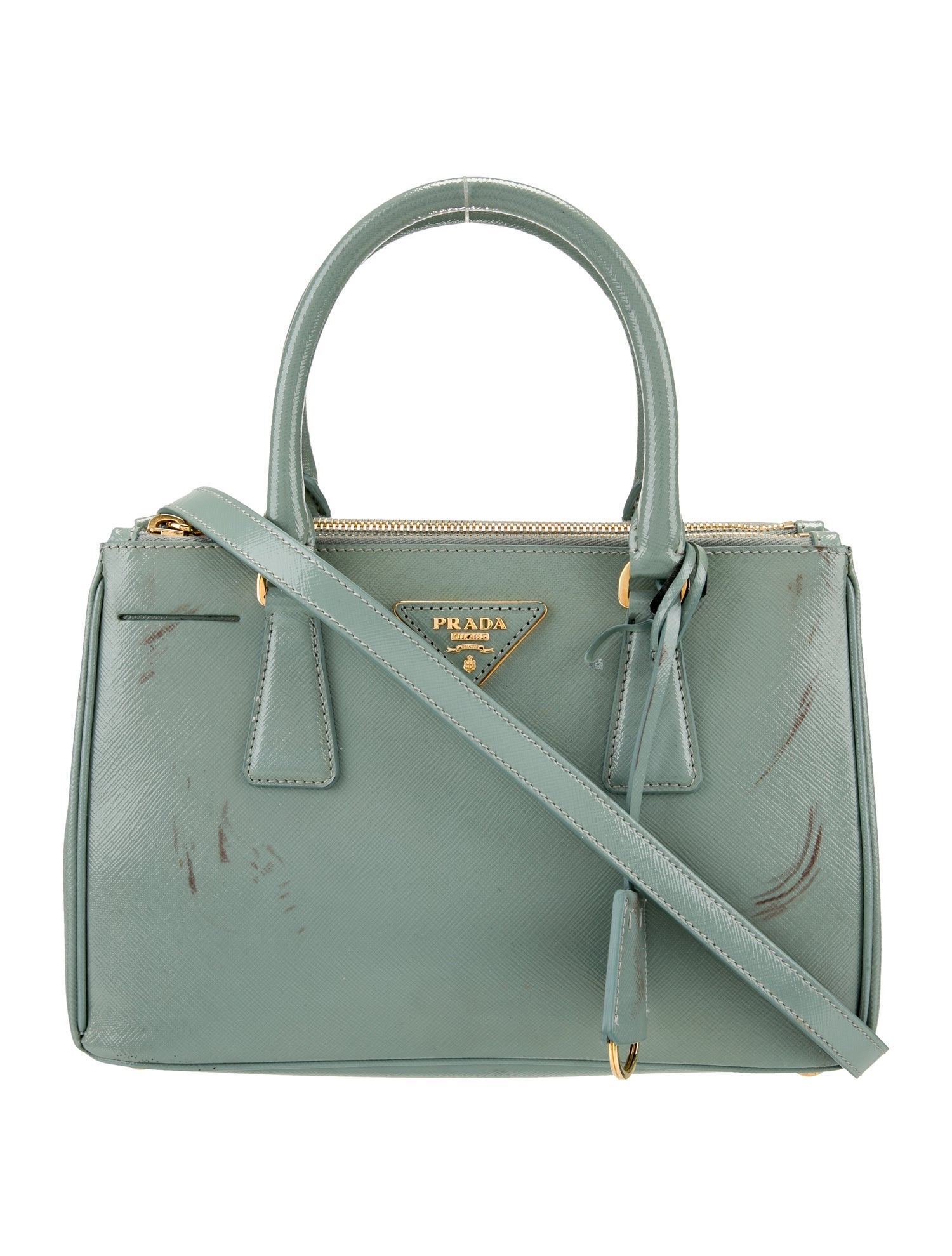 Prada Saffiano Vernice Leather Galleria Double Zip Small