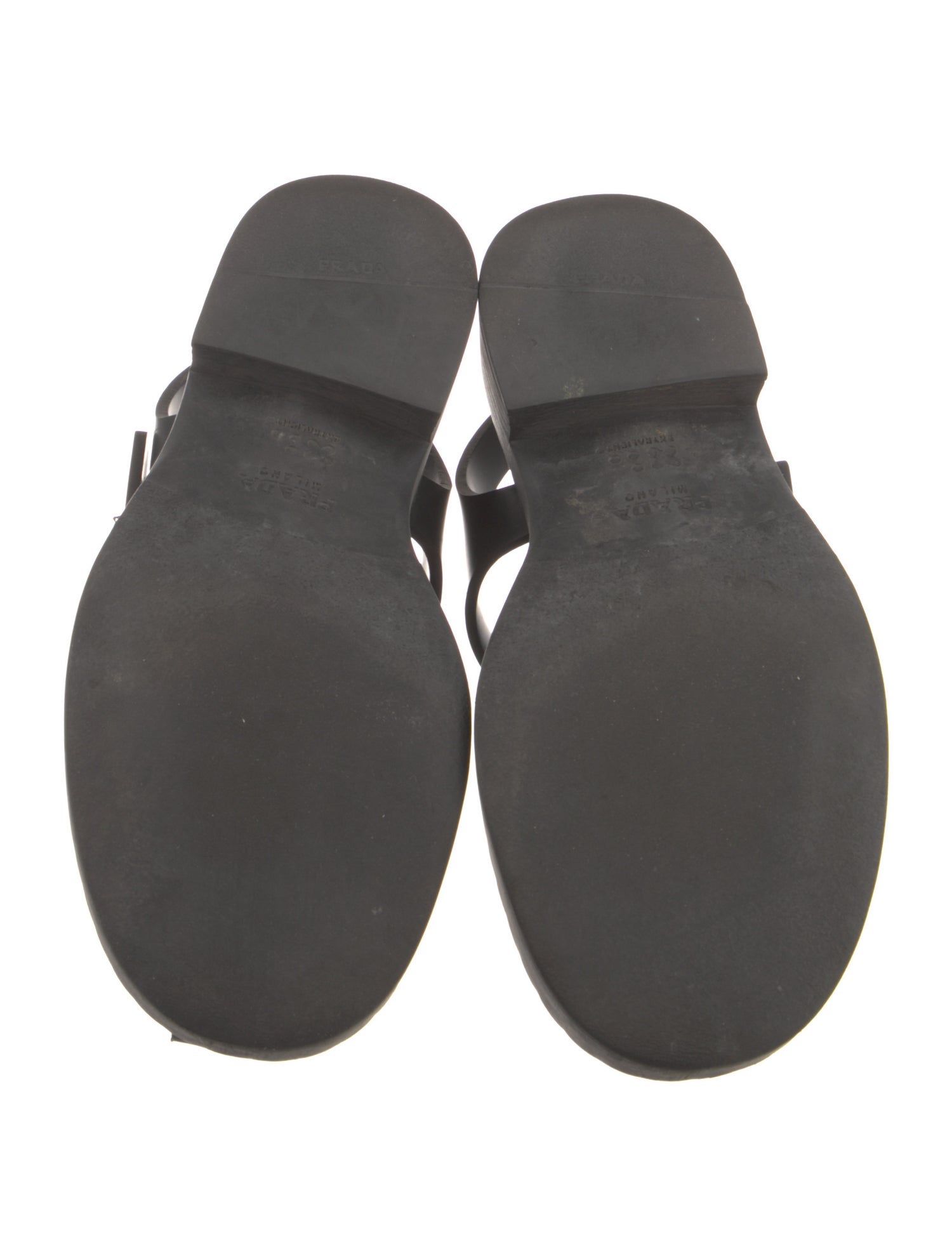 Prada Enameled Metal Triangle Rubber Pumps