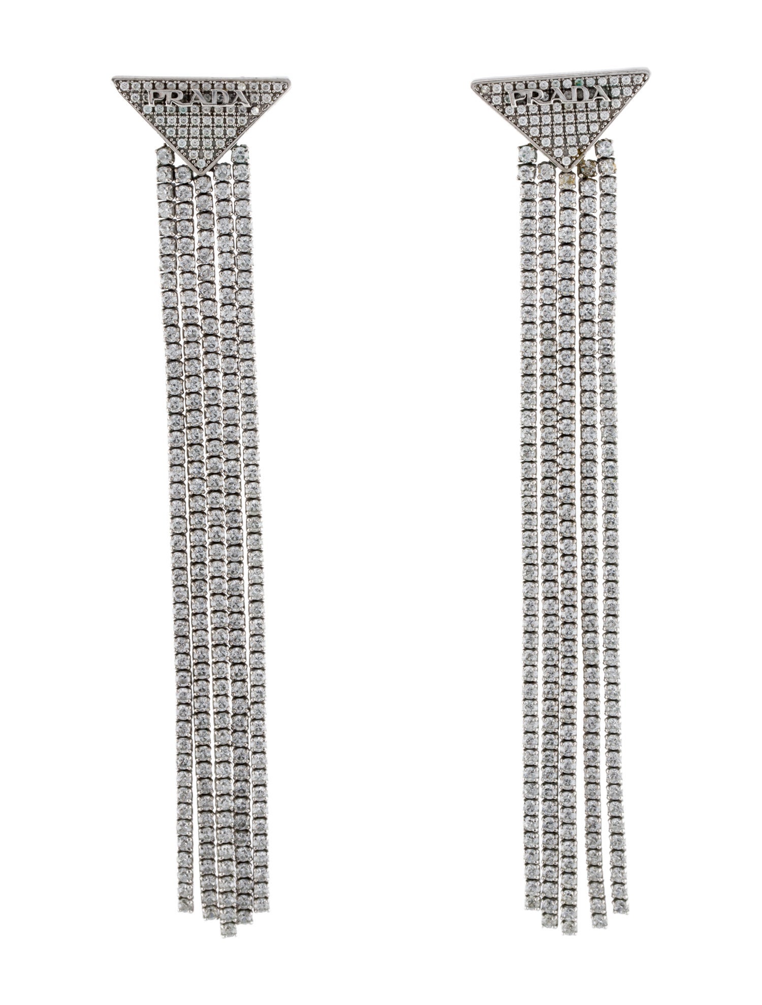 Prada Crystal Logo Symbole Chandelier Earrings