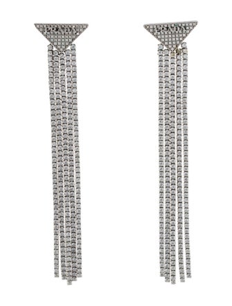 Prada Crystal Logo Symbole Chandelier Earrings