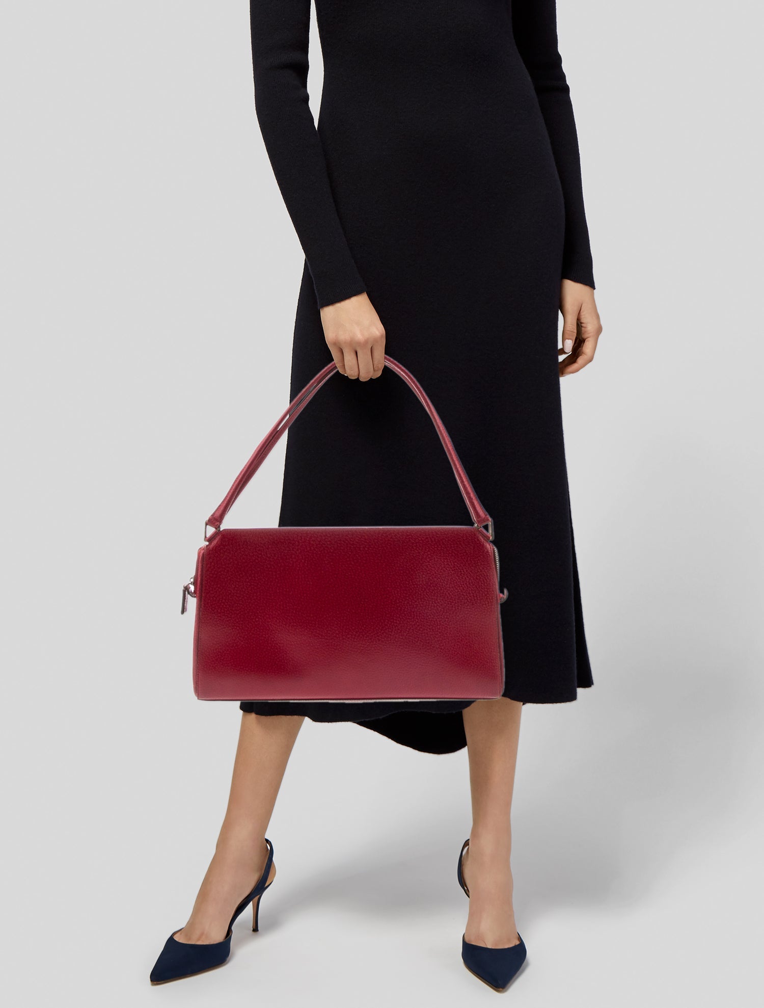 Prada Enameled Metal Triangle Top Handle Bag