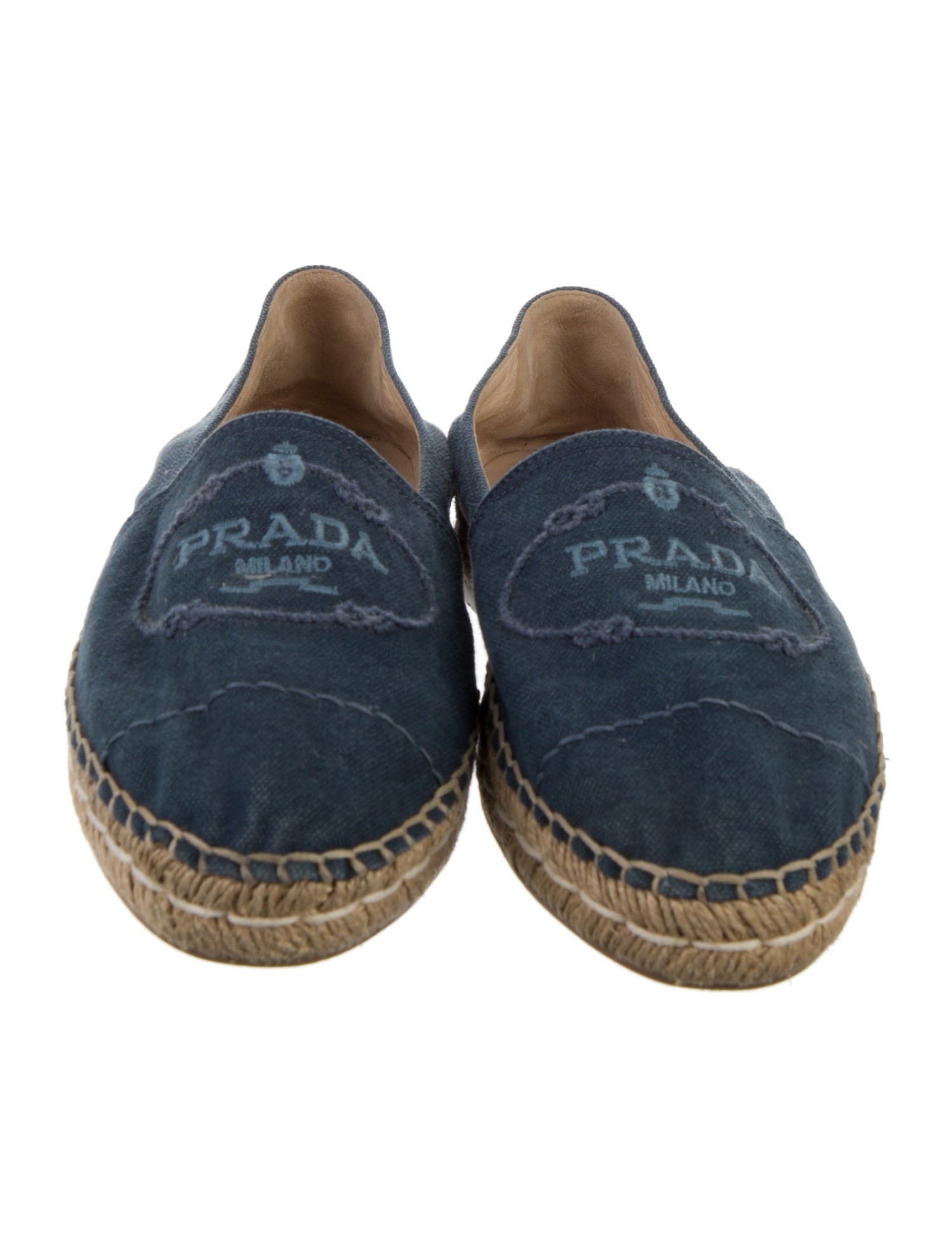 Prada Denim Embroidered Accent Espadrilles