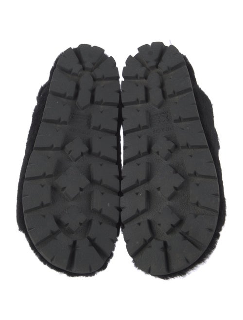 Prada Enameled Metal Triangle Shearling Slingback Sandals