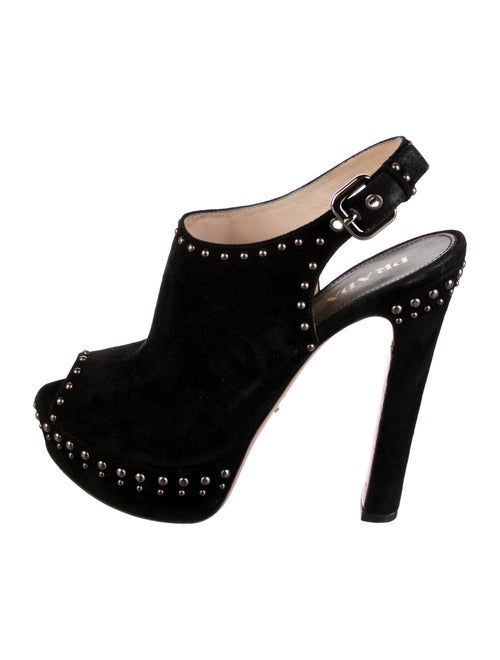 Prada Suede Studded Accents Slingback Pumps