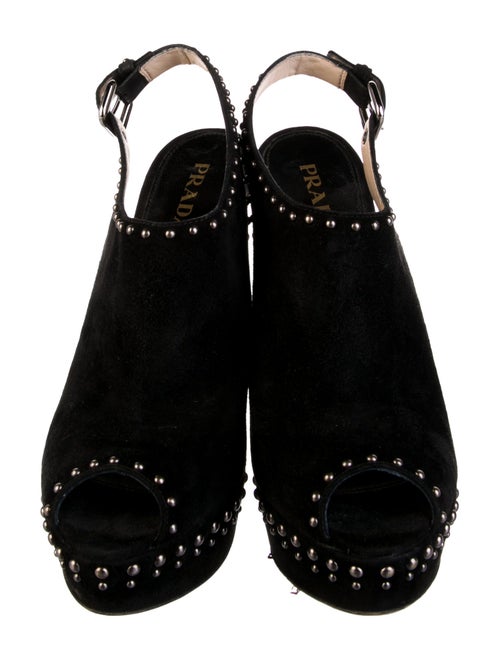 Prada Suede Studded Accents Slingback Pumps