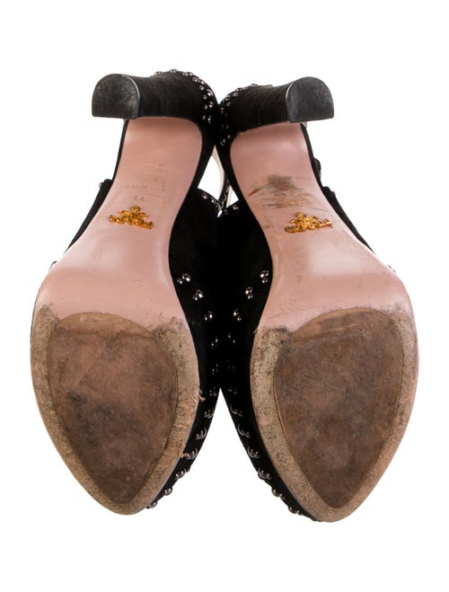 Prada Suede Studded Accents Slingback Pumps