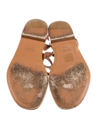 Prada Leather Studded Accents Gladiator Sandals