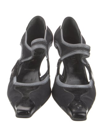 Prada Mesh Cutout Accent Pumps