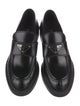 Prada Enameled Metal Triangle Leather Oxfords