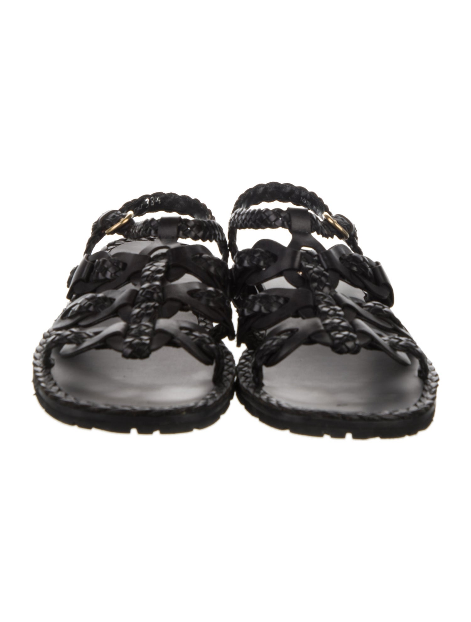 Prada Leather Braided Accents Gladiator Sandals